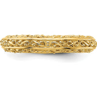 14K Yellow Gold 3mm Polished Filigree Wedding Band by Luciano & Cie