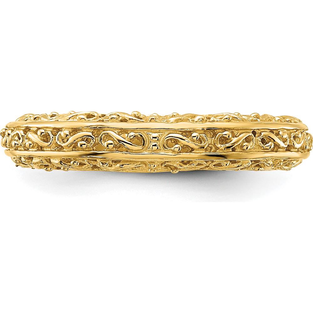 14K Yellow Gold 3mm Polished Filigree Wedding Band by Luciano & Cie
