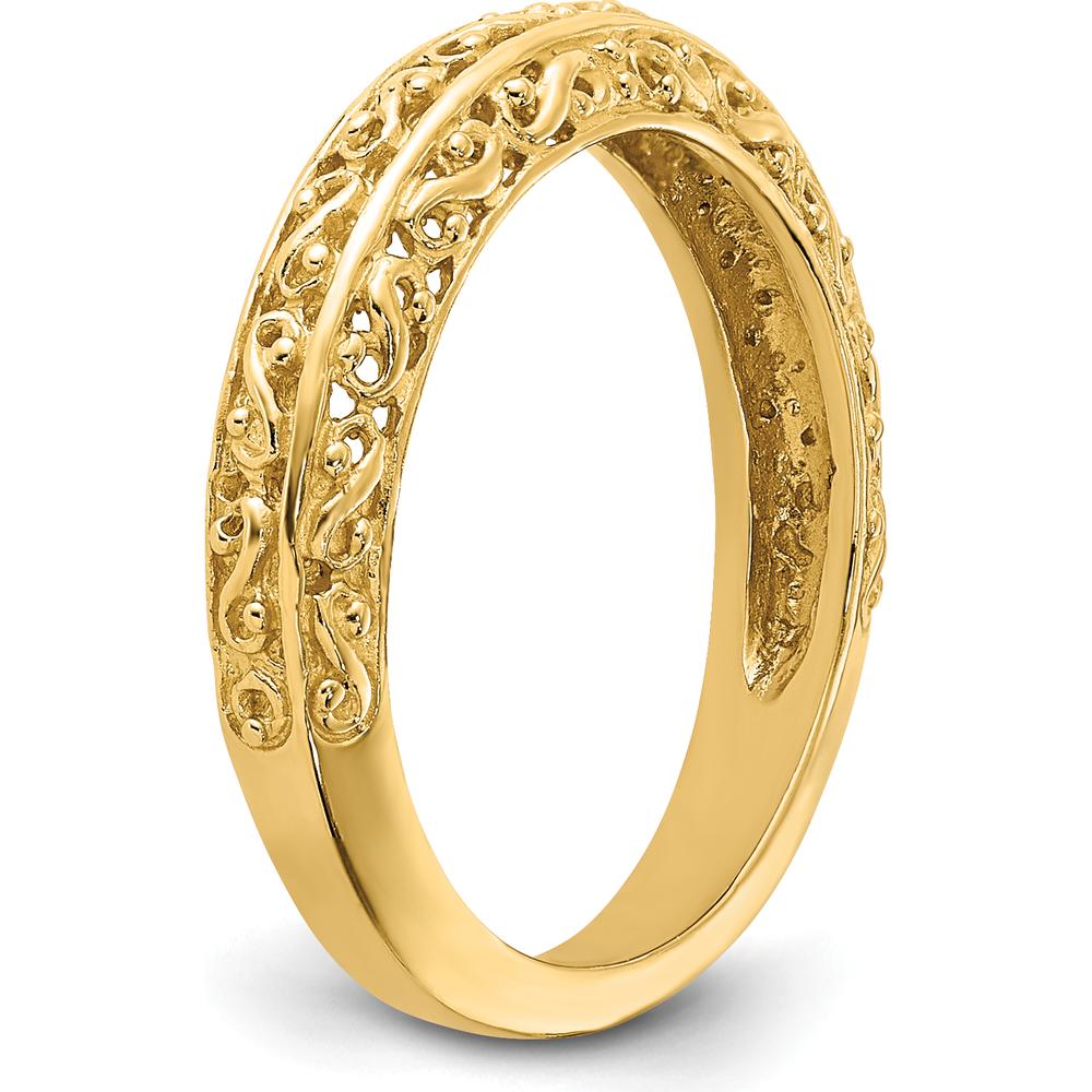 14K Yellow Gold 3mm Polished Filigree Wedding Band by Luciano & Cie