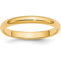 14K Yellow Gold 3mm Polished Half-Round Wedding Band - Size 12 by Luciano & Cie