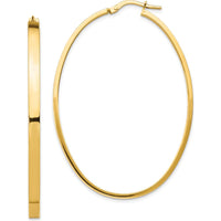 14K Yellow Gold 3mm Polished Large Oval Hoop Earrings by Oro Pregiato