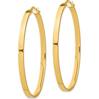 14K Yellow Gold 3mm Polished Large Oval Hoop Earrings by Oro Pregiato