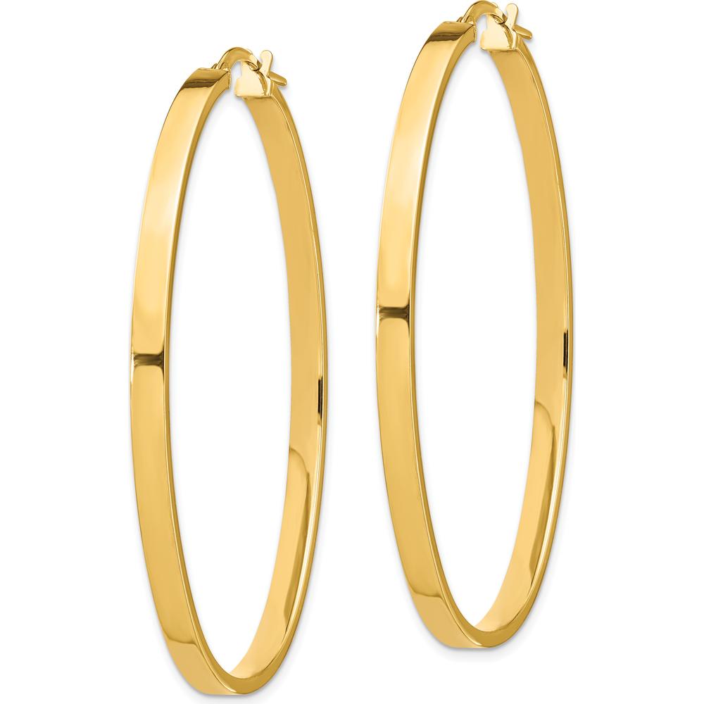 14K Yellow Gold 3mm Polished Large Oval Hoop Earrings by Oro Pregiato