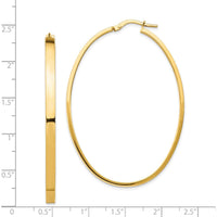 14K Yellow Gold 3mm Polished Large Oval Hoop Earrings by Oro Pregiato