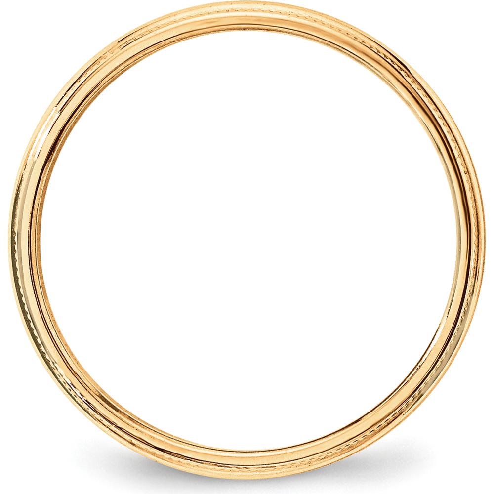 14K Yellow Gold 3mm Polished Milgrain Half-Round Wedding Band - Lightweight, Sizeable, and Engravable by Luciano & Cie