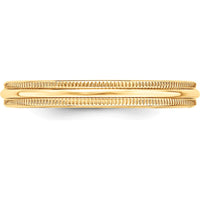 14K Yellow Gold 3mm Polished Milgrain Half-Round Wedding Band - Lightweight, Sizeable, and Engravable by Luciano & Cie