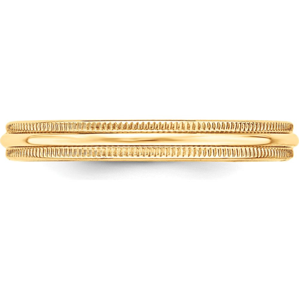 14K Yellow Gold 3mm Polished Milgrain Half-Round Wedding Band - Lightweight, Sizeable, and Engravable by Luciano & Cie