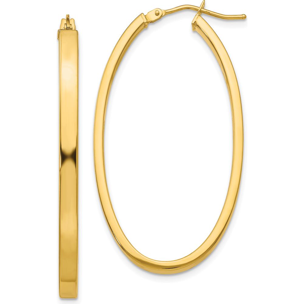 14K Yellow Gold 3mm Polished Oval Hoop Earrings - Lightweight and Elegant Design by Oro Pregiato