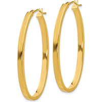 14K Yellow Gold 3mm Polished Oval Hoop Earrings - Lightweight and Elegant Design by Oro Pregiato