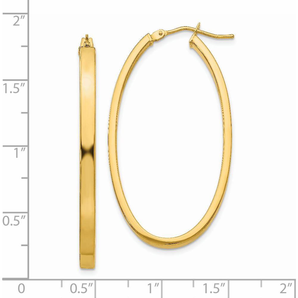 14K Yellow Gold 3mm Polished Oval Hoop Earrings - Lightweight and Elegant Design by Oro Pregiato