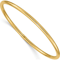 14K Yellow Gold 3mm Polished Round Tube Slip-on Bangle Bracelet - 8.25" by Oro Pregiato