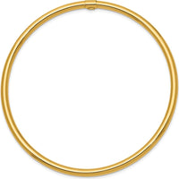 14K Yellow Gold 3mm Polished Round Tube Slip-on Bangle Bracelet - 8.25" by Oro Pregiato