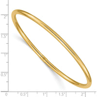 14K Yellow Gold 3mm Polished Round Tube Slip-on Bangle Bracelet - 8.25" by Oro Pregiato