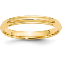 14K Yellow Gold 3mm Ridged Edge Half Round Wedding Band - Size 7.5 by Luciano & Cie