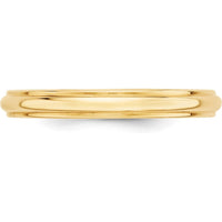 14K Yellow Gold 3mm Ridged Edge Half Round Wedding Band - Size 7.5 by Luciano & Cie