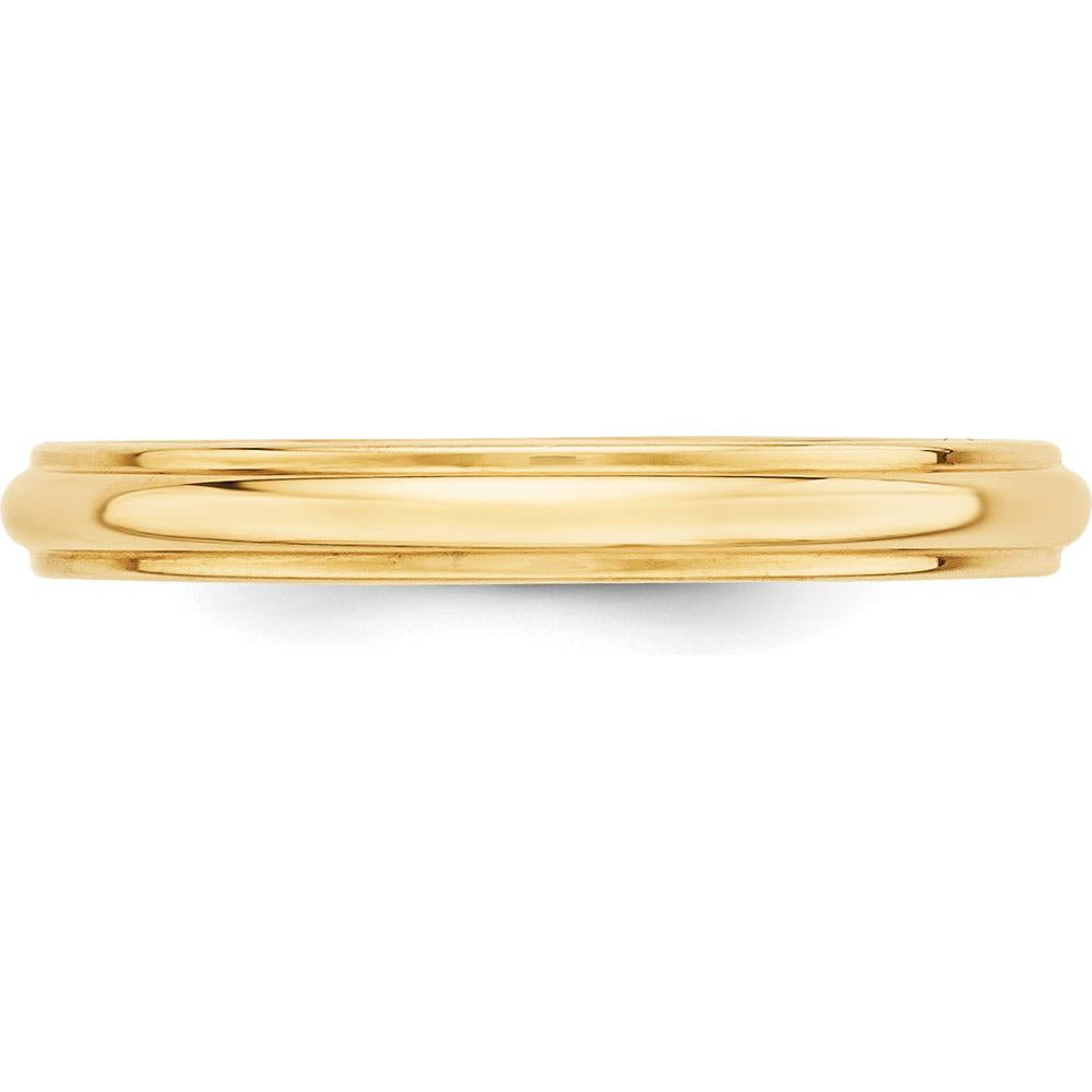 14K Yellow Gold 3mm Ridged Edge Half Round Wedding Band - Size 7.5 by Luciano & Cie