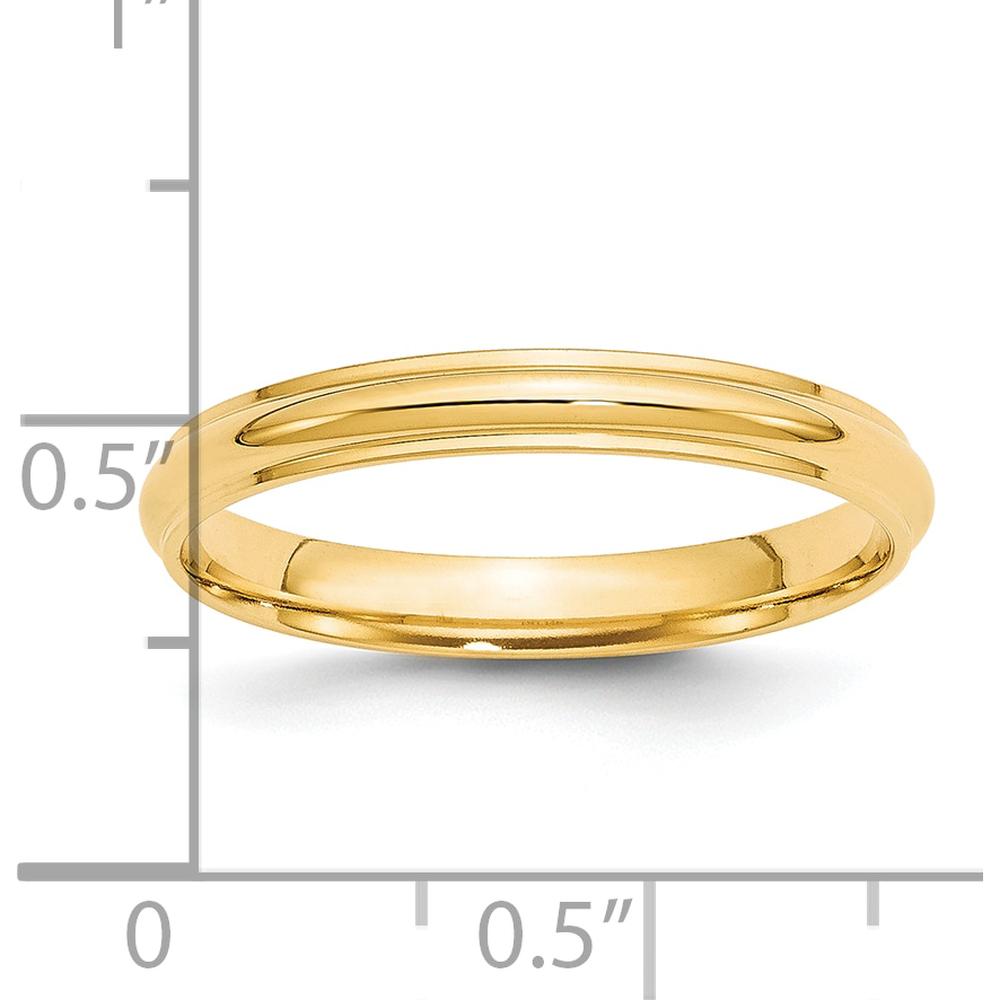 14K Yellow Gold 3mm Ridged Edge Half Round Wedding Band - Size 7.5 by Luciano & Cie