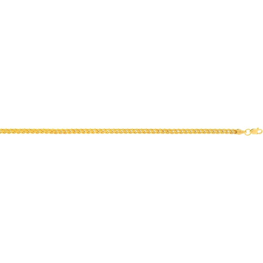 14K Yellow Gold 3mm Semi-Solid Square Franco Chain with Lobster Clasp - 18" Length by Orozza Fine Jewelry