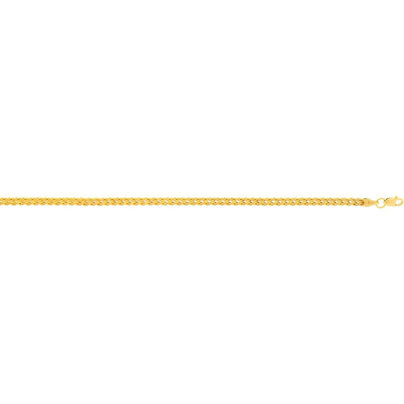 14K Yellow Gold 3mm Semi-Solid Square Franco Chain with Lobster Clasp - 18" Length by Orozza Fine Jewelry