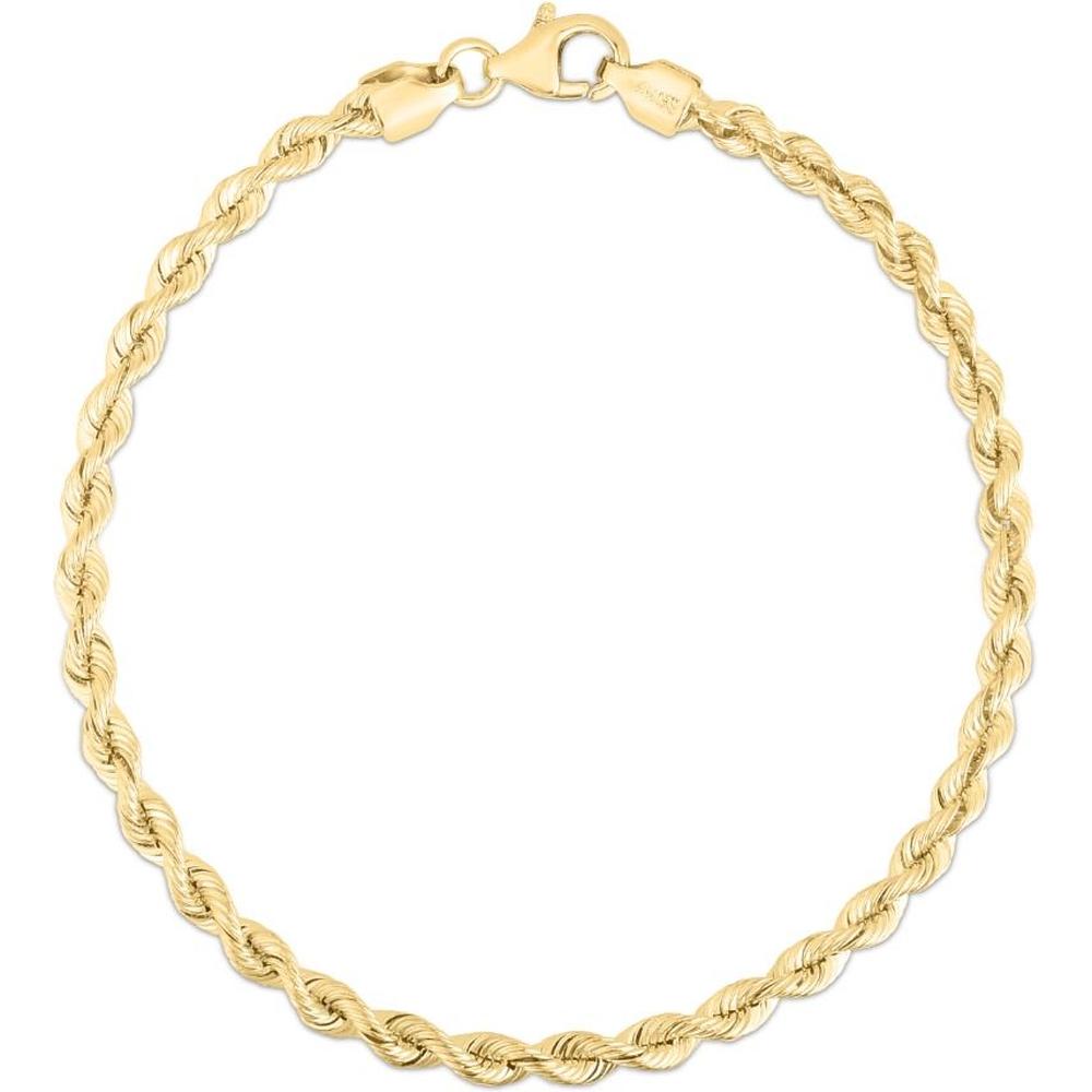 14K Yellow Gold 3mm Silk Rope Chain Necklace - 20" Polished Finish with Lobster Clasp by Orozza Fine Jewelry