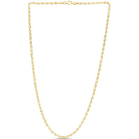 14K Yellow Gold 3mm Silk Rope Chain Necklace - 20" Polished Finish with Lobster Clasp by Orozza Fine Jewelry