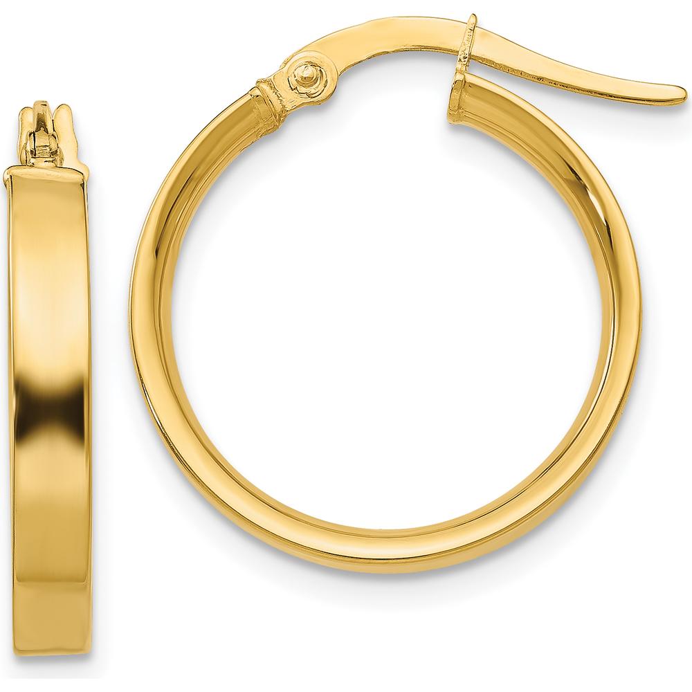 14K Yellow Gold 3mm Small Hoop Earrings - Polished Finish by Monteluci Fine Jewelry