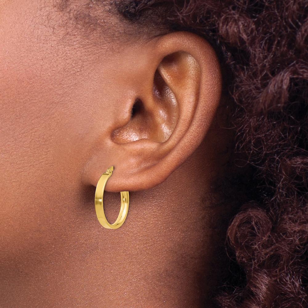 14K Yellow Gold 3mm Small Hoop Earrings - Polished Finish by Monteluci Fine Jewelry