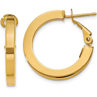 14K Yellow Gold 3mm Square Tube Round Hoop Earrings - Polished Finish, 21.5mm Length by Oro Pregiato
