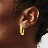 14K Yellow Gold 3mm Square Tube Round Hoop Earrings - Polished Finish, 21.5mm Length by Oro Pregiato