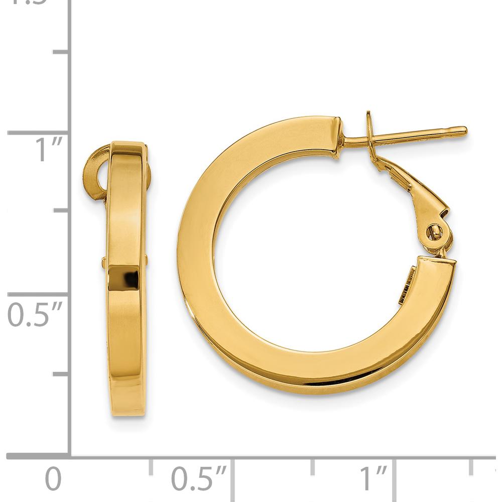 14K Yellow Gold 3mm Square Tube Round Hoop Earrings - Polished Finish, 21.5mm Length by Oro Pregiato