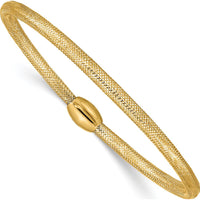 14K Yellow Gold 3mm Woven Mesh Slip-on Stretch Bracelet - Elegant and Lightweight Design by 0