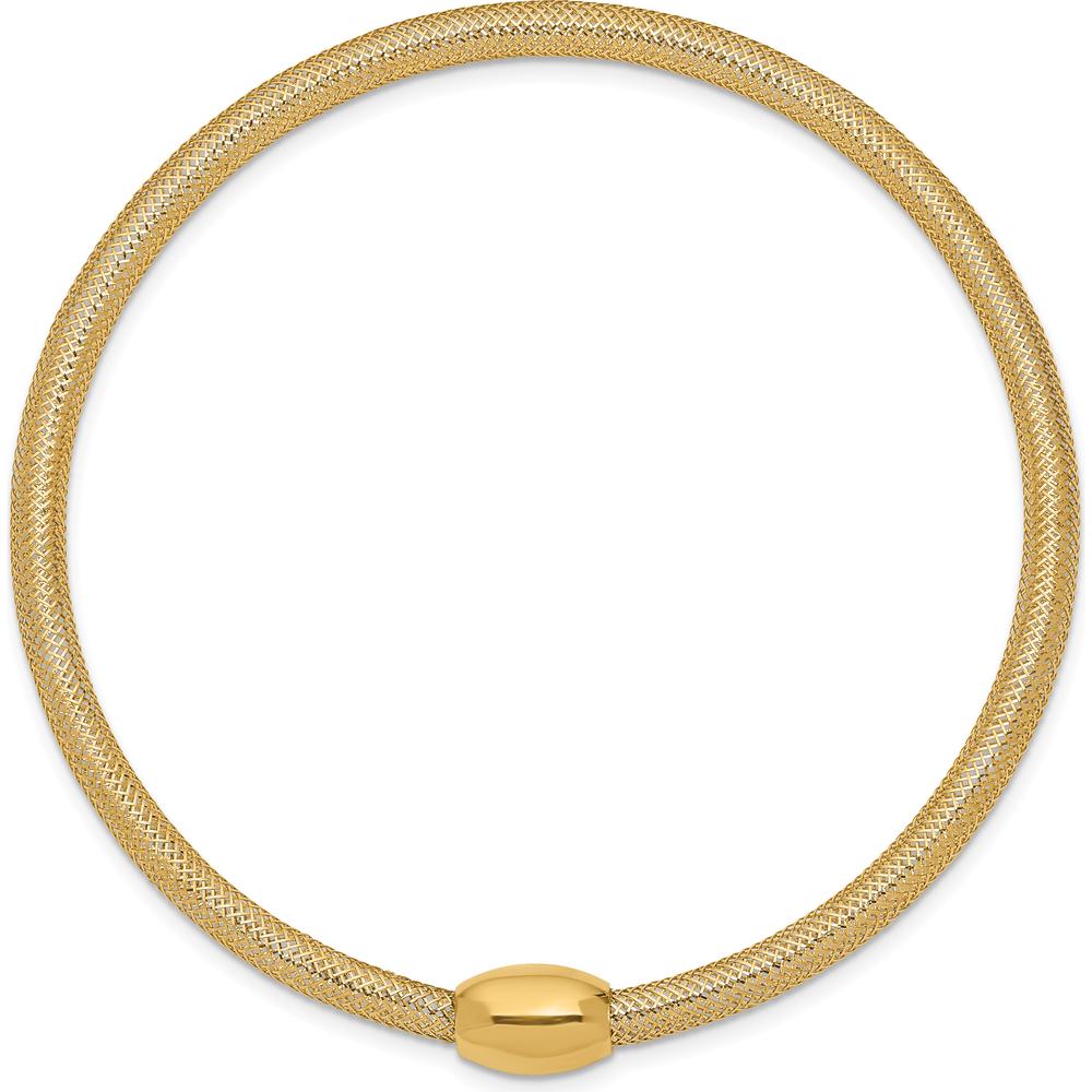 14K Yellow Gold 3mm Woven Mesh Slip-on Stretch Bracelet - Elegant and Lightweight Design by 0
