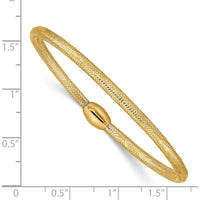 14K Yellow Gold 3mm Woven Mesh Slip-on Stretch Bracelet - Elegant and Lightweight Design by 0