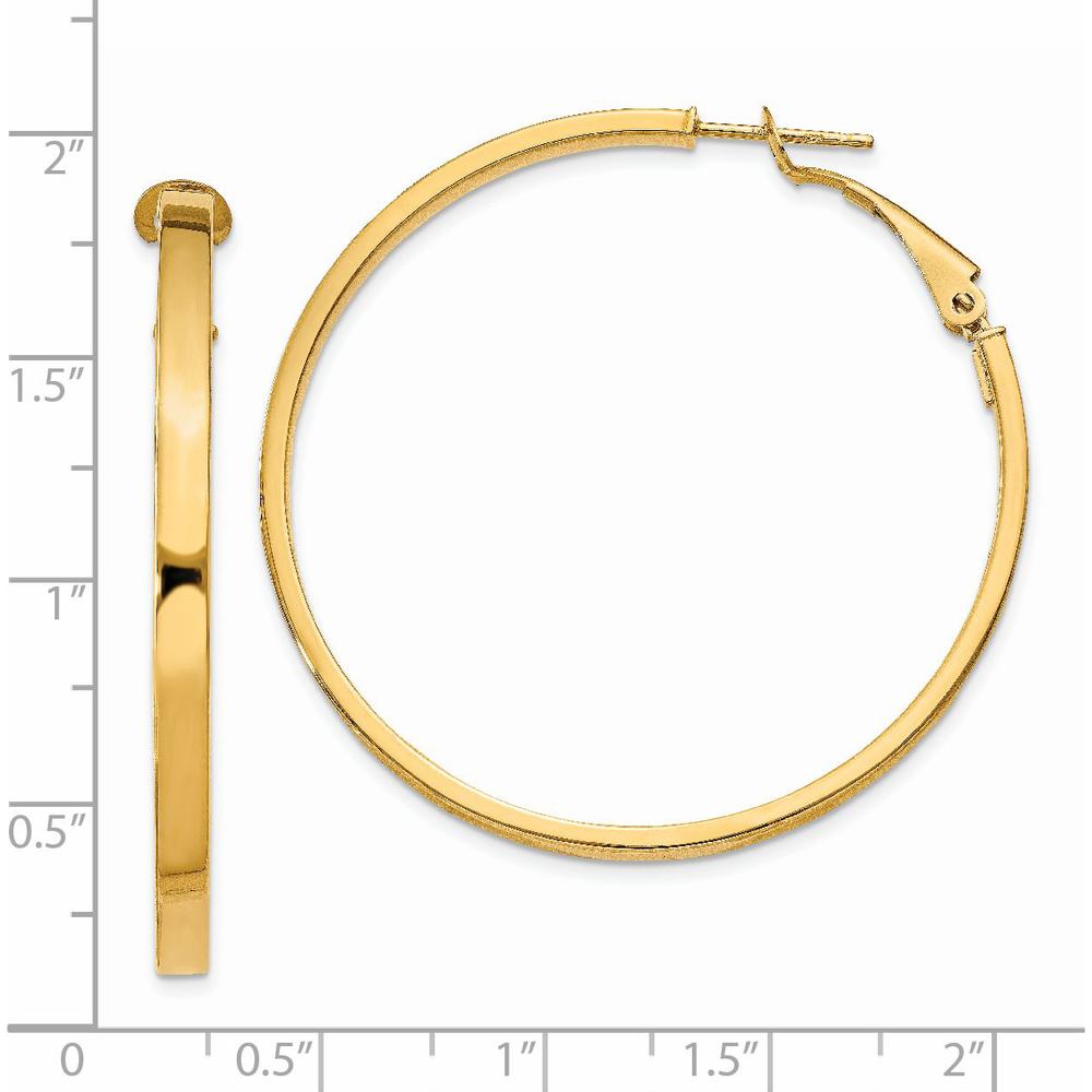14K Yellow Gold 3x40mm Polished Square Tube Round Hoop Earrings by Monteluci Fine Jewelry