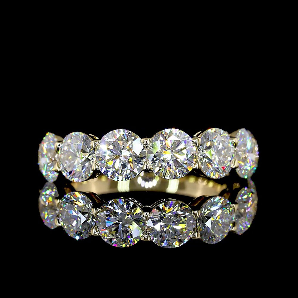 14K Yellow Gold 4.02 Carat Seven Stone Eternity Band with Round Brilliant Cut Lab Diamonds - E-F Color VS Clarity - Covaloro Fine Jewelry