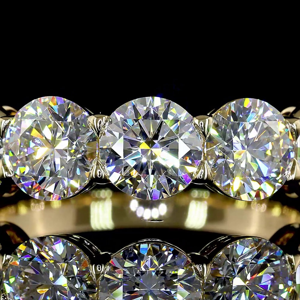 14K Yellow Gold 4.02 Carat Seven Stone Eternity Band with Round Brilliant Cut Lab Diamonds - E-F Color VS Clarity - Covaloro Fine Jewelry