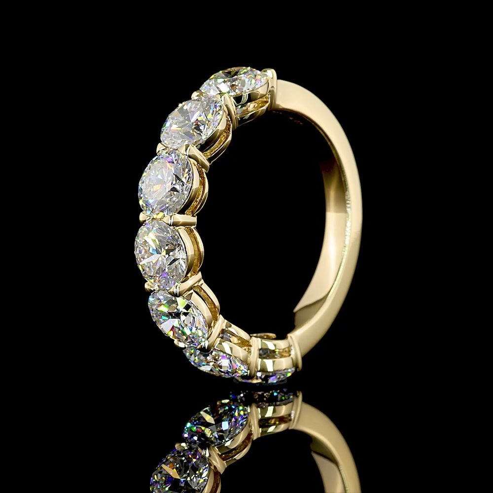 14K Yellow Gold 4.02 Carat Seven Stone Eternity Band with Round Brilliant Cut Lab Diamonds - E-F Color VS Clarity - Covaloro Fine Jewelry