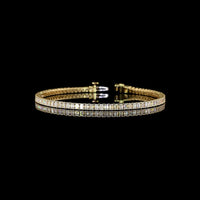 14K Yellow Gold 4.18 Carat Emerald Cut Diamond Tennis Bracelet with 84 Prong-Set Lab Diamonds - E-F Color VS Clarity - Covaloro Fine Jewelry