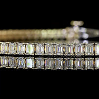 14K Yellow Gold 4.18 Carat Emerald Cut Diamond Tennis Bracelet with 84 Prong-Set Lab Diamonds - E-F Color VS Clarity - Covaloro Fine Jewelry