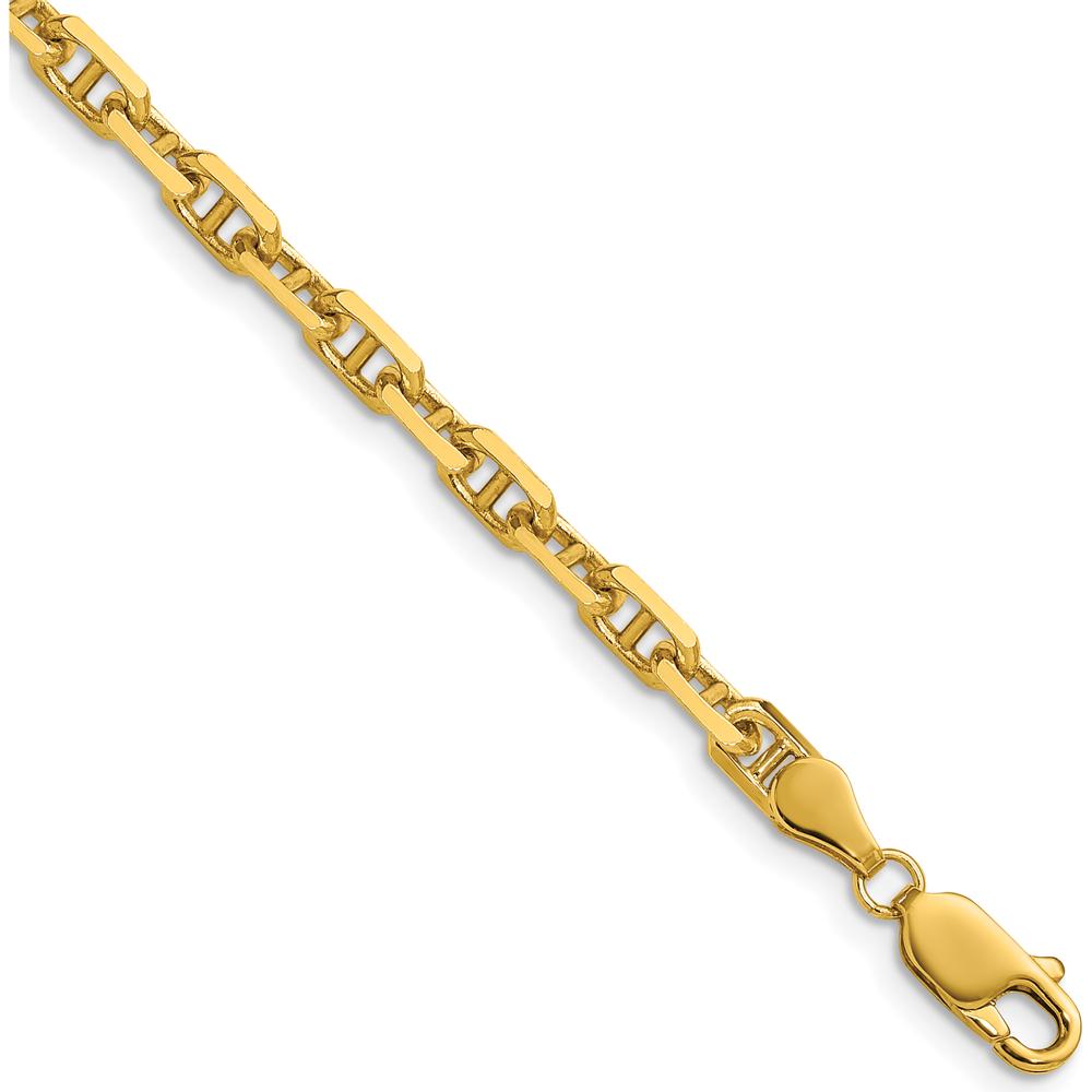 14K Yellow Gold 4.1mm Diamond-Cut Mariner Anchor Chain Bracelet - Polished Finish by Oro Pregiato