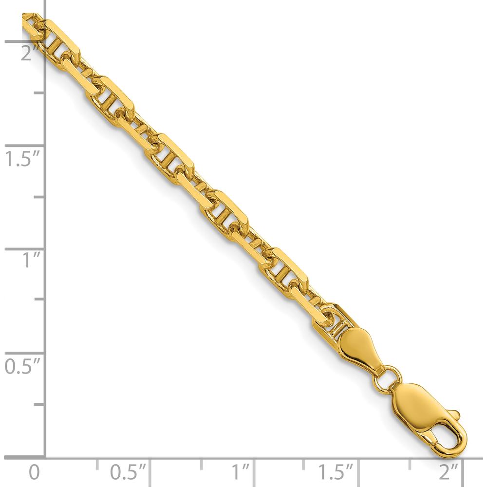14K Yellow Gold 4.1mm Diamond-Cut Mariner Anchor Chain Bracelet - Polished Finish by Oro Pregiato