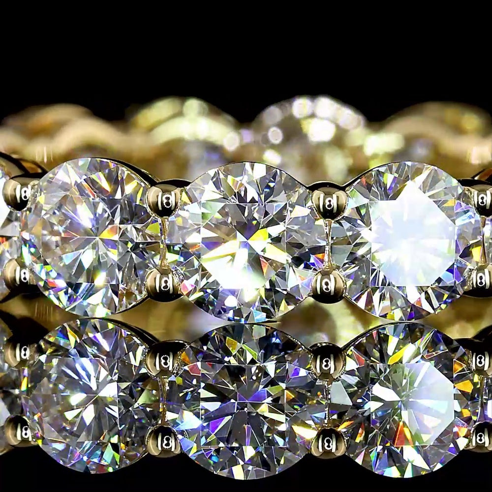 14K Yellow Gold 4.20 Carats Eternity Band with Round Brilliant Cut Lab Grown Diamonds - E-F Color, VS Clarity, 16 Stones - Covaloro Fine Jewelry