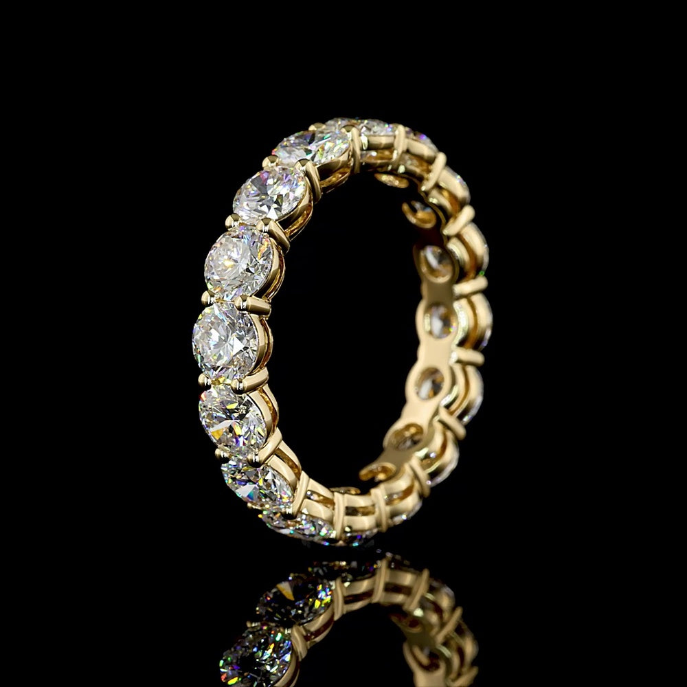 14K Yellow Gold 4.20 Carats Eternity Band with Round Brilliant Cut Lab Grown Diamonds - E-F Color, VS Clarity, 16 Stones - Covaloro Fine Jewelry