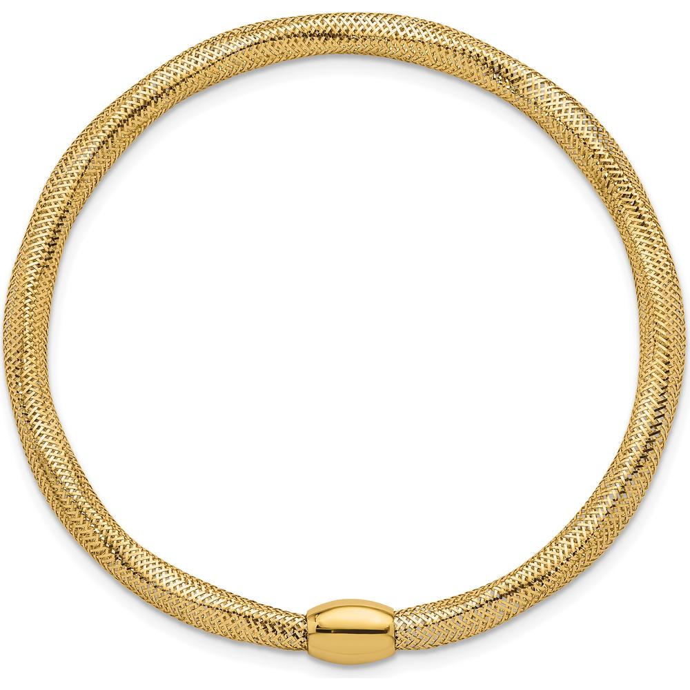 14K Yellow Gold 4.25mm Polished Flexible Mesh Slip-On Stretch Bracelet by 0