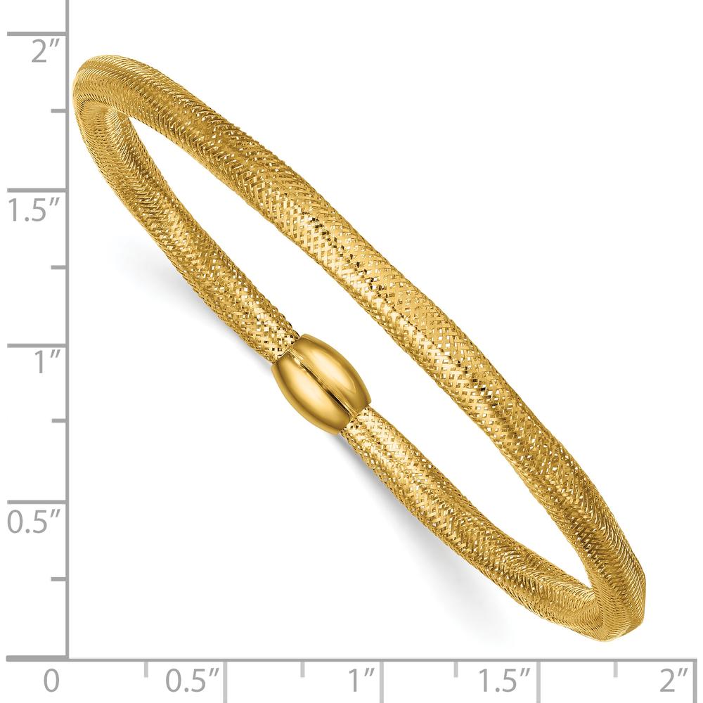 14K Yellow Gold 4.25mm Polished Flexible Mesh Slip-On Stretch Bracelet by 0