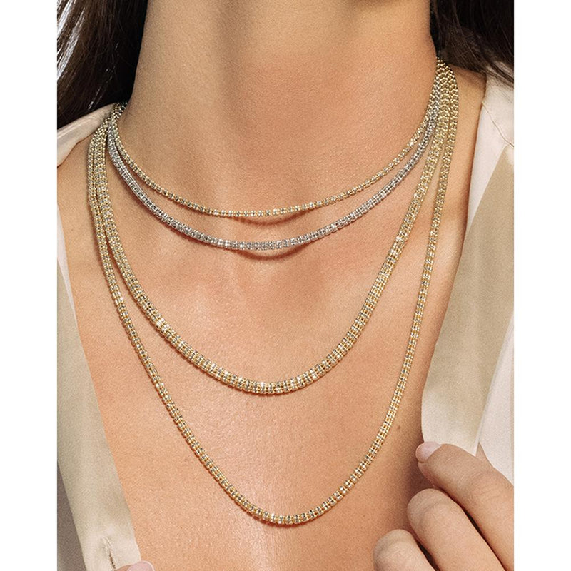 14K Yellow Gold 4.25mm Two-Tone Ice Chain Necklace with Diamond-Cut Texture - 18" by Orozza Fine Jewelry