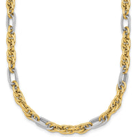 14K Yellow Gold 4.2mm Fancy Rope Chain Necklace with White Rhodium Accents - 18" Length by 0