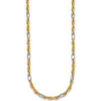 14K Yellow Gold 4.2mm Fancy Rope Chain Necklace with White Rhodium Accents - 18" Length by 0