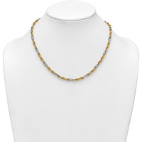14K Yellow Gold 4.2mm Fancy Rope Chain Necklace with White Rhodium Accents - 18" Length by 0