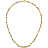 14K Yellow Gold 4.2mm Fancy Rope Chain Necklace with White Rhodium Accents - 18" Length by 0
